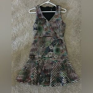 AQUA Black and Multicolor Striped Dress